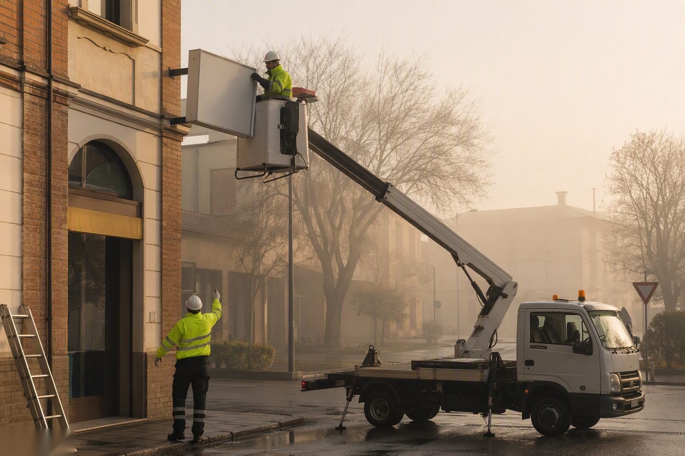 Montaggio di un'insegna luminosa a Mantova — Insegne Mantova